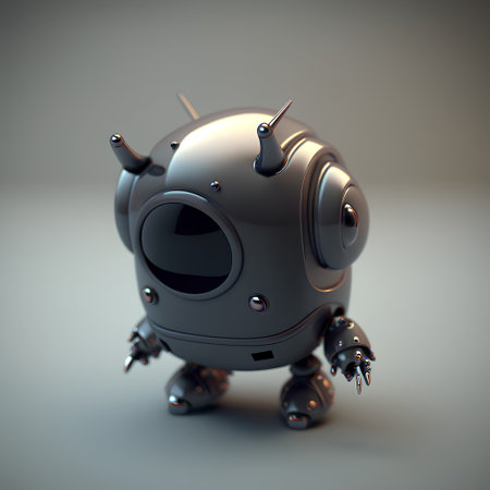 3d rendering of a robot on a gray background with copy spaceの素材