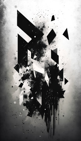 Abstract black and white grunge background with a lot of geometric elementsの素材