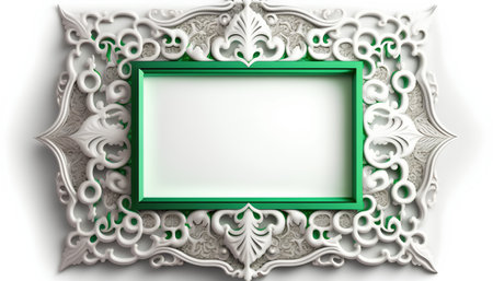 3d illustration of a white background with a green frame in the middleの素材