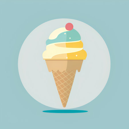 Ice cream cone vector illustration. Ice cream in waffle cone icon.の素材