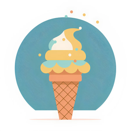 Ice cream in a waffle cone. Vector illustration in flat styleの素材