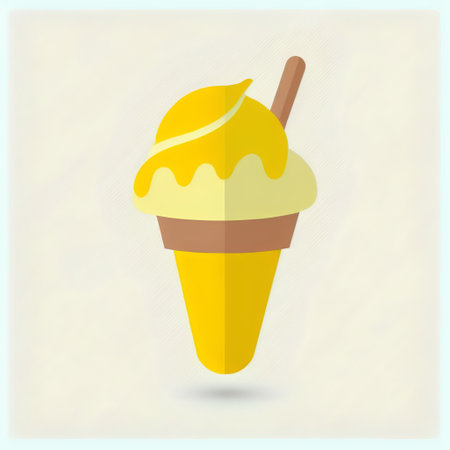 Ice cream vector illustration. Ice cream in a cone with a spoon.の素材