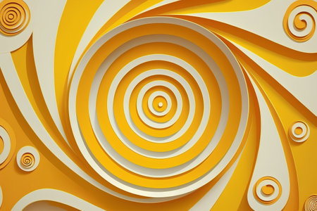 Abstract orange background with concentric circles. 3d render illustration.の素材