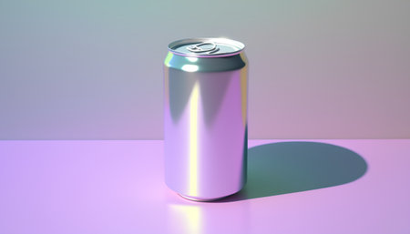 Blank aluminum soda can mockup on pastel background, 3D renderingの素材