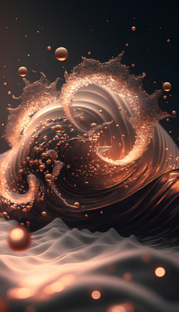 3d rendering, abstract background with golden crown and waves, computer generated imagesの素材