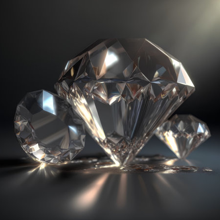 Diamonds on a dark background. 3d rendering. Computer digital drawing.の素材