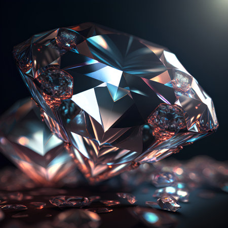3d rendering of diamond on black background. 3d illustration.の素材