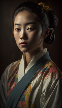Portrait of japanese geisha in traditional kimonoの素材
