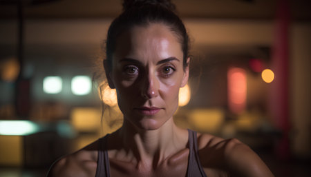 Portrait of a beautiful young woman at the gym. Portrait of a beautiful young woman.の素材