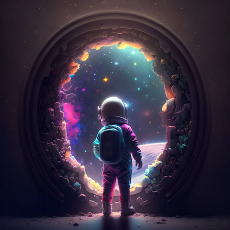 Astronaut in outer space. Elements of this image furnished by NASAの素材