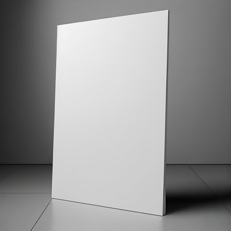 Blank white poster on a gray wall. 3d rendering.の素材