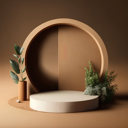 Podium for product presentation in minimal style. 3d render.の素材