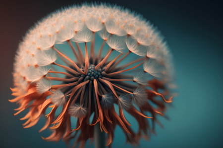 Dandelion flower with seeds close-up. 3d renderingの素材
