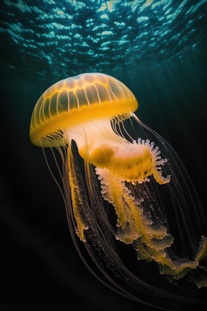 Jellyfish in the deep blue sea. Underwater world.の素材