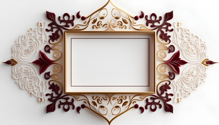 Vintage frame with decorative ornament on white background. 3d renderの素材