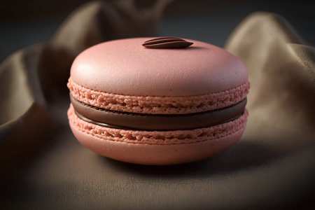 Macaroon on a brown background. Selective focus. Toned.の素材