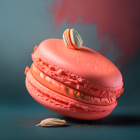 Macaroon on a dark background. 3d rendering, 3d illustration.の素材