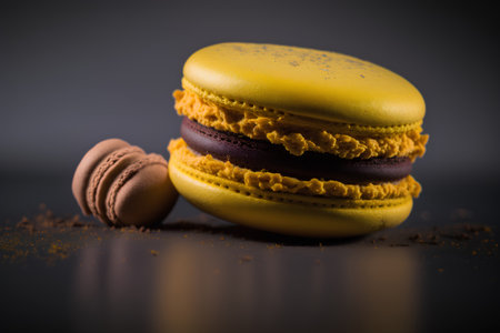Macaroon on a black background. Sweet macaroon.の素材