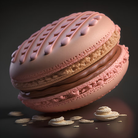 French macaroon on a black background. 3d rendering.の素材