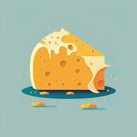 Vector illustration of piece of cheese with holes. Flat style design.の素材