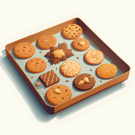 Cookies in a cardboard box. Vector illustration in retro style.の素材