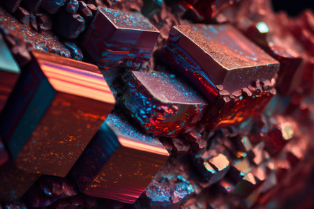 Macro shot of a group of precious stones in red and blueの素材