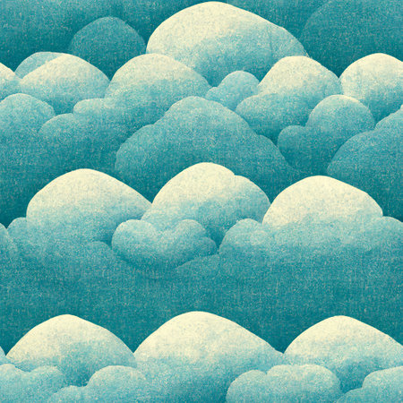 Seamless pattern with clouds in retro style. Hand-drawn illustration.の素材