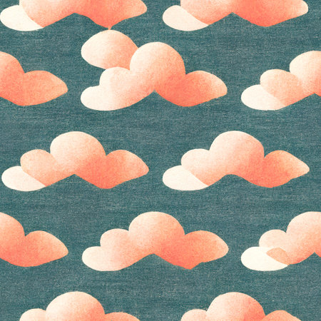 Seamless pattern with watercolor clouds. Hand-drawn illustration.の素材