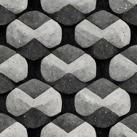 Seamless tileable pattern of paving slabs. Black and white background.の素材