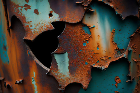 Grunge rusty metal background with peeling paint and rust.の素材