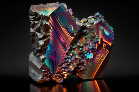 Fluorite and crystal on black background, 3d illustrationの素材