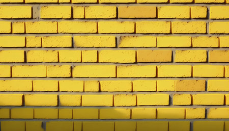 Yellow brick wall background. Close up of yellow brick wall texture.の素材