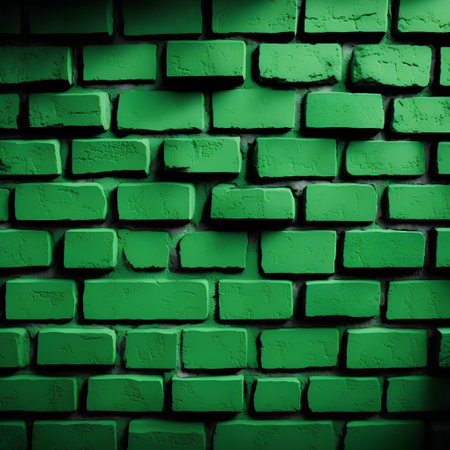 Green brick wall texture. Abstract background for design with copy space for text or image.の素材