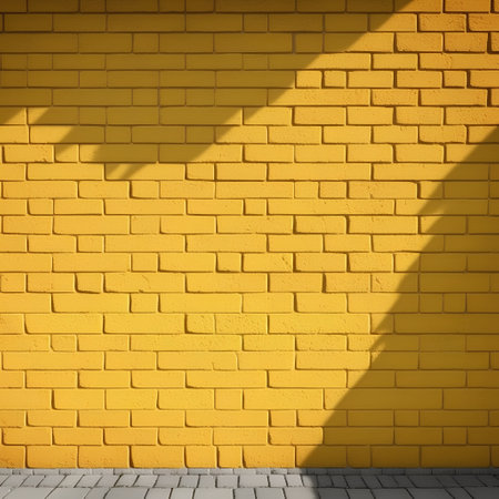 Yellow brick wall with shadow of the sun on it. 3d renderingの素材