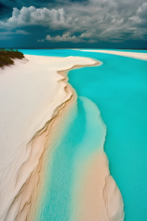 Beautiful seascape with white sand dunes and turquoise oceanの素材