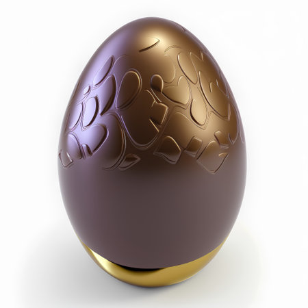 Chocolate Easter egg on a white background. 3D rendering.の素材