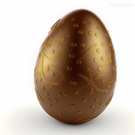 Chocolate easter egg on a white background. 3d renderの素材