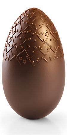 Chocolate Easter egg isolated on white background. 3d render.の素材