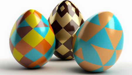 Easter eggs isolated on a white background. 3D illustration.の素材