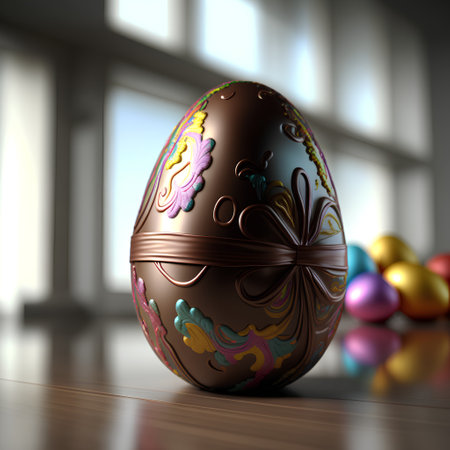 Easter egg with a beautiful pattern on it. 3d renderの素材