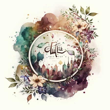 Grunge watercolor background. Watercolor floral frame. Vector illustration.の素材
