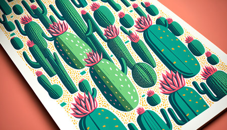 Cacti and succulents seamless pattern. Vector illustration.の素材