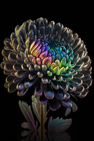 Multicolored dahlia flower on a black background. 3d renderingの素材