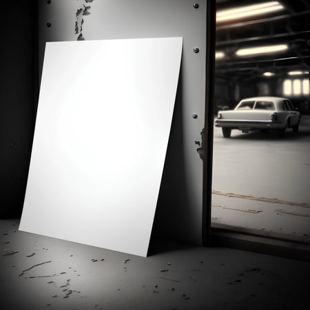 Blank poster on the door of the car. 3d renderingの素材