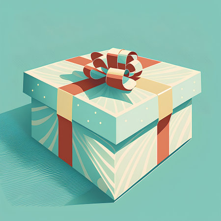 Gift box with ribbon and bow. 3d render illustration.の素材