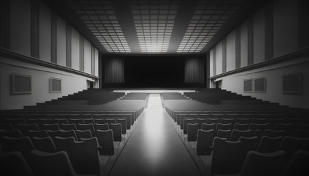 Cinema hall with seats and lights, 3d render.の素材