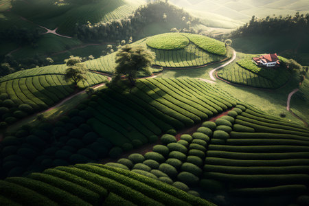 Tea Plantation in the morning, Chiang Rai Province, Thailandの素材