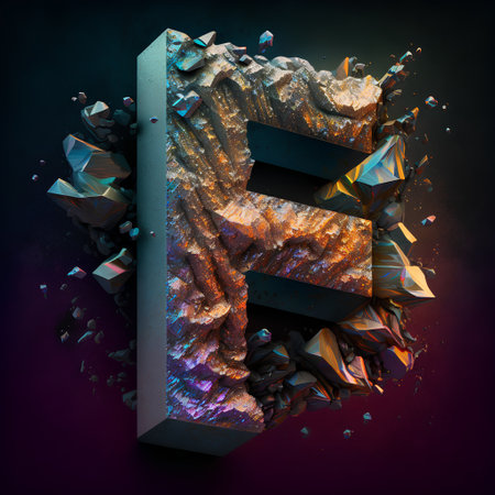 Futuristic 3d letter E. Digitally Generated Image.の素材