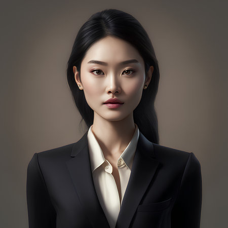 Portrait of beautiful asian woman in black suit with makeup.の素材