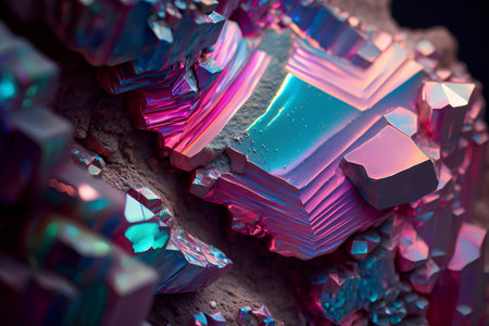Abstract background with colorful crystals. 3d rendering, 3d illustration.の素材